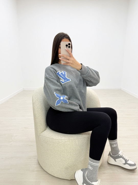 SUDADERA LV RELIEVE GRIS